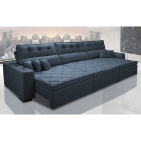 Sofá Retrátil e Reclinável 4,12m com Molas Ensacadas Cama inBox Aconchego Tecido Velusoft Azul