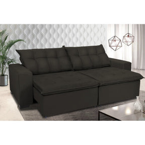Sofá Baú Sem Caixa Retrátil 1,80m SoftGel Bonnie Boucle Marrom Cama inBox
