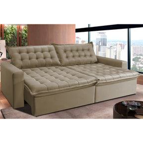 Sofá Retrátil e Reclinável 2,15m Cama inBox Big Fresh com SoftGel D40 Velupluma Bege