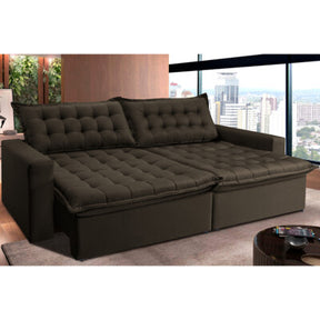 Sofá Retrátil e Reclinável 2,75m Molas Ensacadas Cama inBox Elegance com ThermoGel Velusoft Café