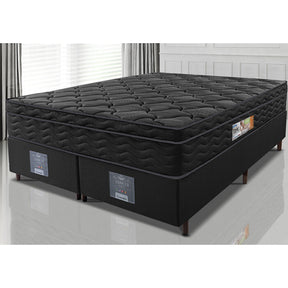 Cama Box King Colchão OrtoFirm Black + Box 193x203x67 One Face Espuma D33 Preto