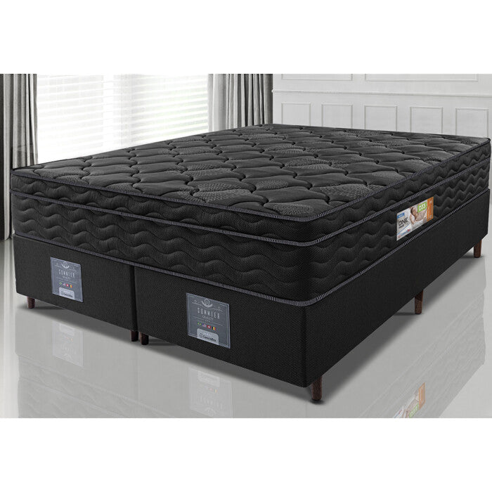 Cama Box King Colchão OrtoFirm Black + Box 193x203x67 One Face Espuma D33 Preto
