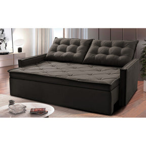 Sofá Sem Caixa Retrátil 1,60m SoftGel Luna Velusoft Café Cama inBox