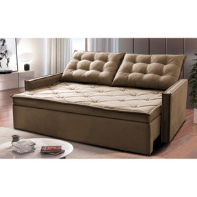 Sofá Sem Caixa Retrátil 1,60m SoftGel Luna Velusoft Castor Cama inBox