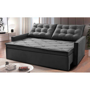 Sofá Sem Caixa Retrátil Baú 1,60m Cama inBox Secret Suede Velusoft Cinza