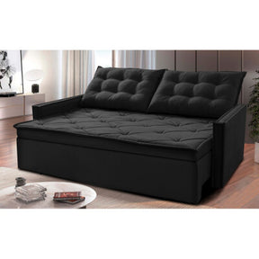 Sofá Sem Caixa Retrátil Baú 1,80m Cama inBox Secret Suede Velusoft Preto