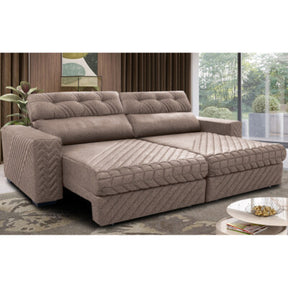 Sofá Retrátil e Reclinável 2,55m Cama inBox Big Fresh com SoftGel D40 Velupluma Bege