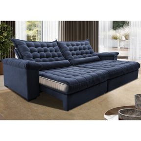 Sofá Retrátil e Reclinável 2,35m Cama inBox Big Star com SoftGel D40 Velupluma Azul