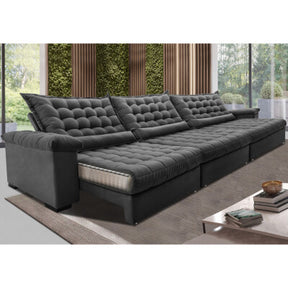 Sofá Retrátil e Reclinável 3,85m Cama inBox Big Puffer com SoftGel D40 Velupluma Cinza