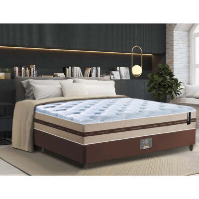 Cama Box Casal (Colchão + Box) 138x188x60 de Molas Ensacadas Cama inBox Smart Gold Bege