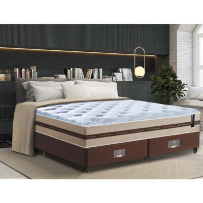 Cama Box Queen (Colchão + Box) 158x198x60 de Molas Ensacadas Cama inBox Smart Gold Bege