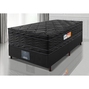 Cama Box Solteiro Colchão OrtoFirm Black + Box 88x188x71 Double Face Espuma D33 Preto