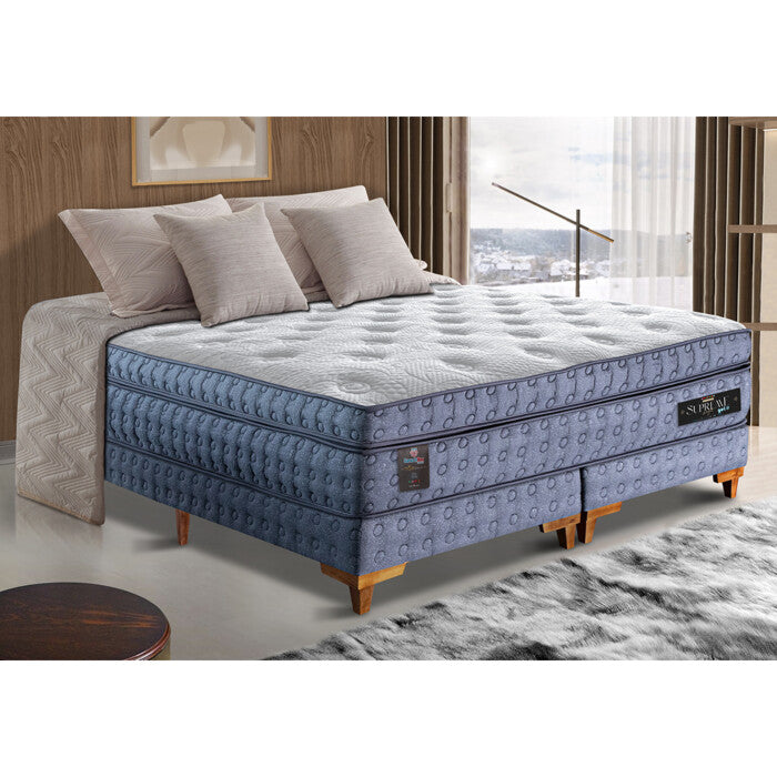 Cama Box King Colchão Euro Pillow + Box 193x203x70 Molas Ensacadas Cama inBox Supreme Confort Gel Living