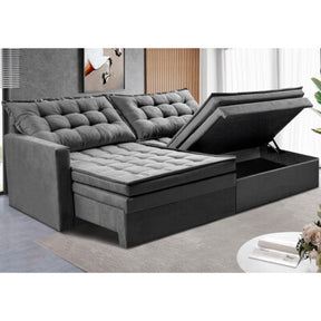 Sofá Sem Caixa Retrátil 1,80m SoftGel Luna Velusoft Cinza Cama inBox