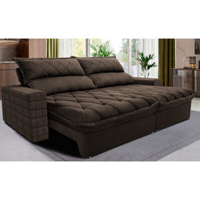 Sofá Retrátil Reclinável e Cama 2,75m Cama inBox Flex Suede Velusoft Café