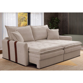 Sofá Baú Sem Caixa Retrátil 1,80m SoftGel Bonnie Boucle Marrom Cama inBox