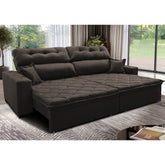 Sofá 2,02m Retrátil e Reclinável com Molas Cama inBox Confort Tecido Suede Velusoft Café