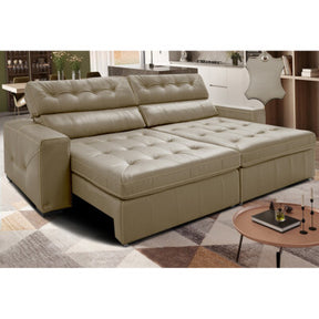 Sofá Retrátil e Reclinável 2,55m Cama inBox Big Fresh com SoftGel D40 Velupluma Bege