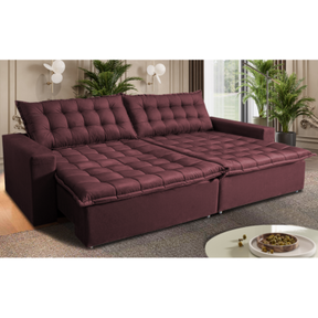 Sofá Retrátil e Reclinável 2,35m Cama inBox Big Fresh com SoftGel D40 Velupluma Vinho