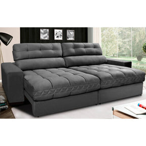 Sofá Retrátil e Reclinável com Molas Ensacadas Cama inBox Gold 2,12m Tecido Suede Velusoft Cinza