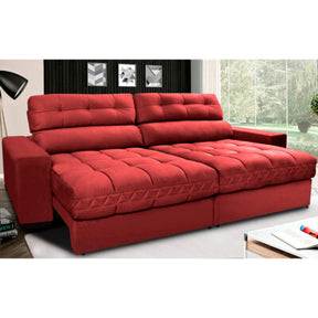 Sofá Retrátil e Reclinável com Molas Ensacadas Cama inBox Gold 2,52m Tecido Suede Velusoft Vermelho