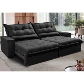 Sofá Retrátil e Reclinável com Molas Ensacadas Cama inBox Gold 2,12m Tecido Suede Velusoft Preto