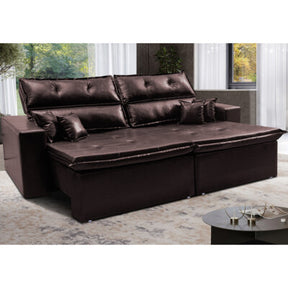 Sofá de Courino Retrátil e Reclinável 2,75m Cama inBox Bourbon SoftGel D40 Café