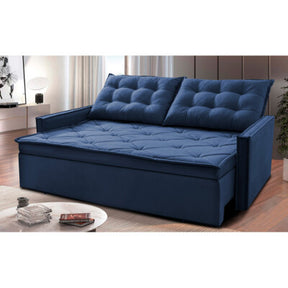 Sofá Sem Caixa Retrátil Baú 1,60m Cama inBox Secret Suede Velusoft Azul