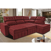 Sofá de Canto Direito 2,65x2,30m Retrátil e Reclinável com Molas Ensacadas Cama inBox Nobre Vermelho