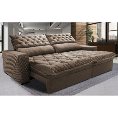 Sofá Retrátil e Reclinável 2,75m Cama inBox Big Fresh com SoftGel D40 Velupluma Castor