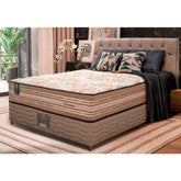 Cama Box Casal Colchão Pillow In + Box 138x188x70 Molas Ensacadas Cama inBox Duo Linem Bege