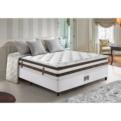 Cama Box Casal Colchão + Box 138x188 Molas Ensacadas Cama inBox Relax Pillow Café