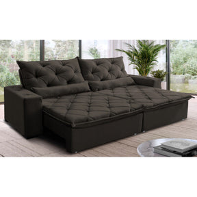 Sofá Retrátil e Reclinável com Molas Ensacadas Cama inBox Gold 2,72m Tecido Suede Velusoft Café