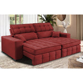 Sofá Retrátil e Reclinável 2,00m Molas Ensacadas e Costura Tripla Cama inBox Nobre Suede Vermelho