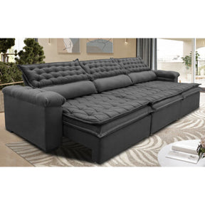 Sofá Retrátil e Reclinável 3,85m Cama inBox Big Puffer com SoftGel D40 Velupluma Cinza