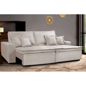 Sofá Retrátil e Reclinável com Molas Ensacadas Cama inBox Gold 3,12m Tecido Suede Velusoft Bege