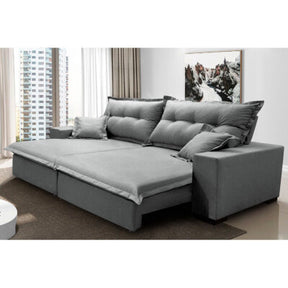 Sofá Retrátil e Reclinável com Molas Ensacadas Cama inBox Gold 2,12m Tecido Suede Velusoft Cinza